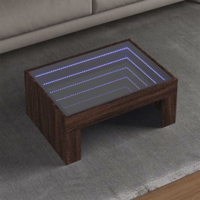Mesa de centro con Infinity LED marrón roble 70x50x30