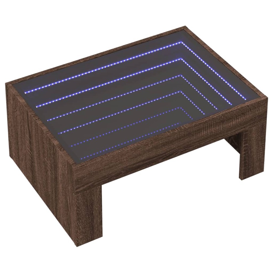 Mesa de centro con Infinity LED marrón roble 70x50x30