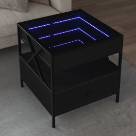 Mesa de centro con Infinity LED negro 50x50x51