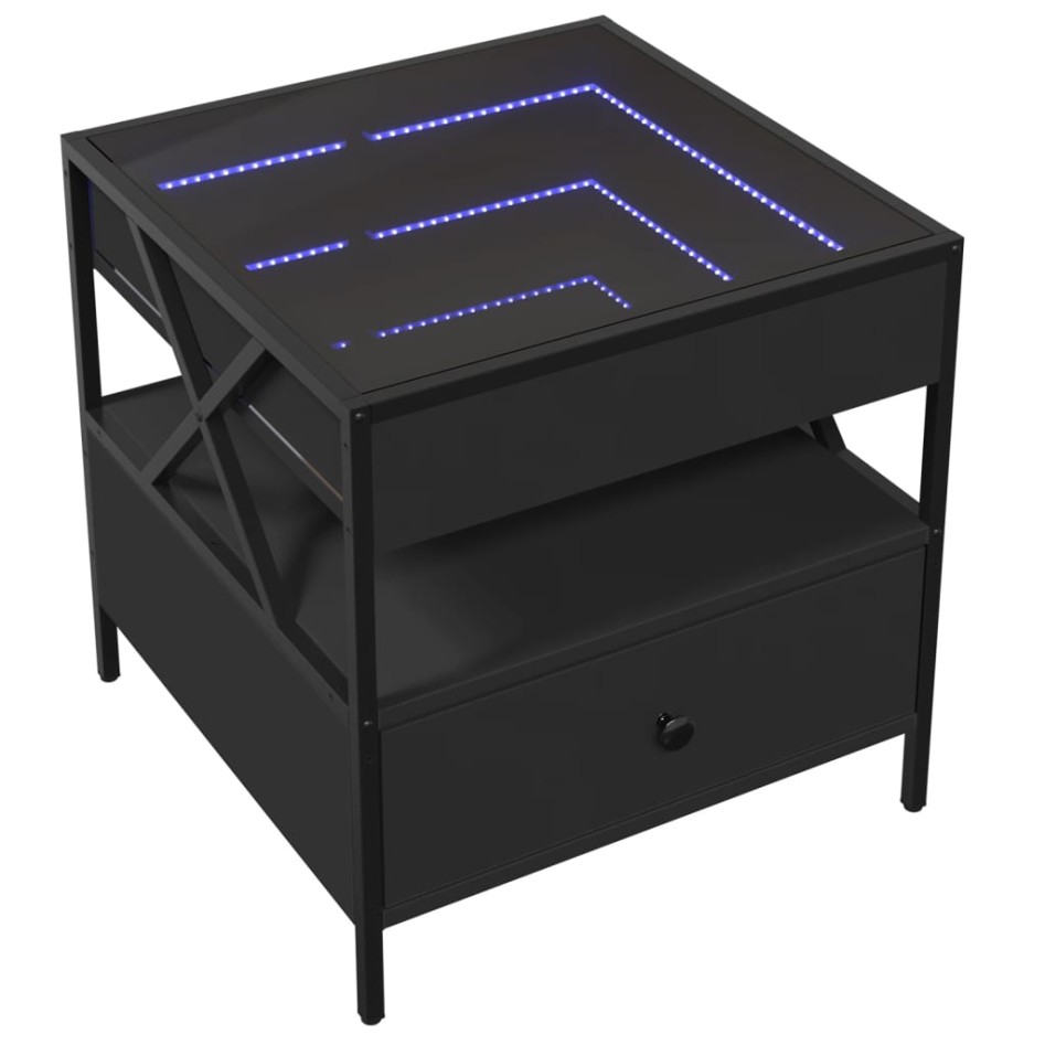 Mesa de centro con Infinity LED negro 50x50x51
