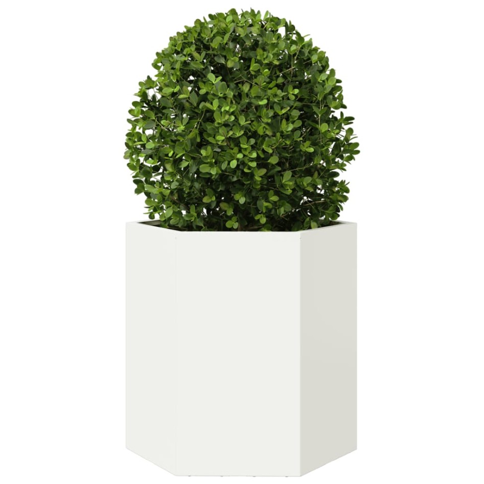 Jardineras hexagonales 2 uds acero blanco 46x40x45