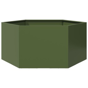 Jardinera hexagonal de acero verde oliva 104x90x45