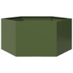 Jardinera hexagonal de acero verde oliva 104x90x45 cm
