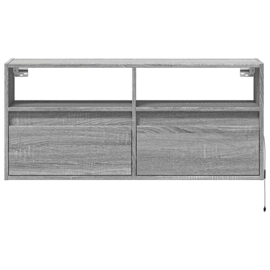 Mueble de TV de pared con luces LED gris Sonoma 100x31x45