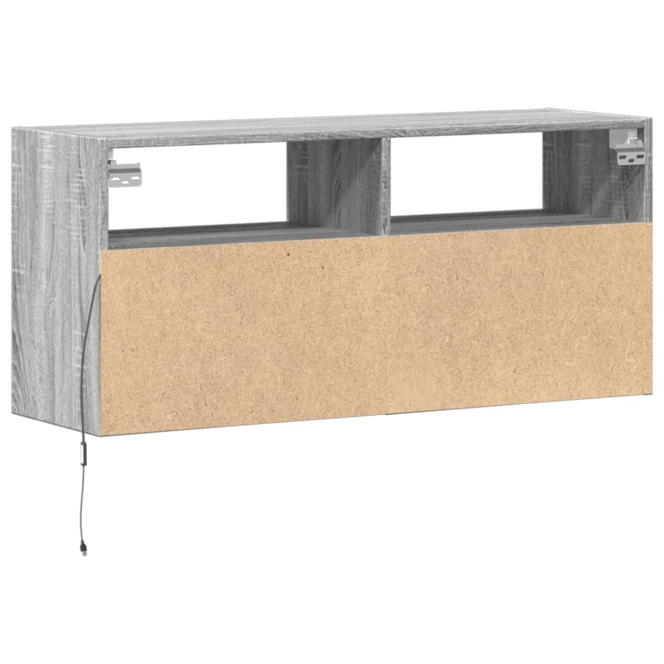 Mueble de TV de pared con luces LED gris Sonoma 100x31x45