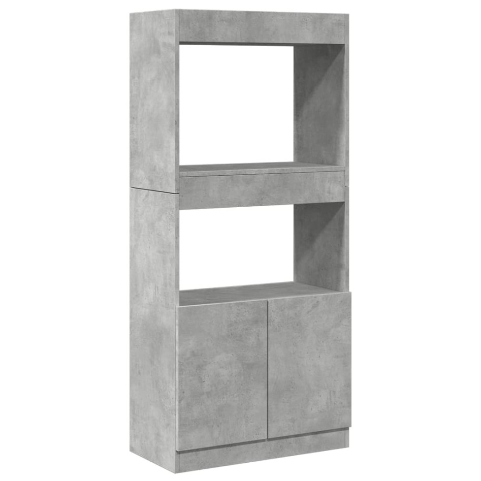 Aparador de madera de ingeniería gris hormigón 63x33x140