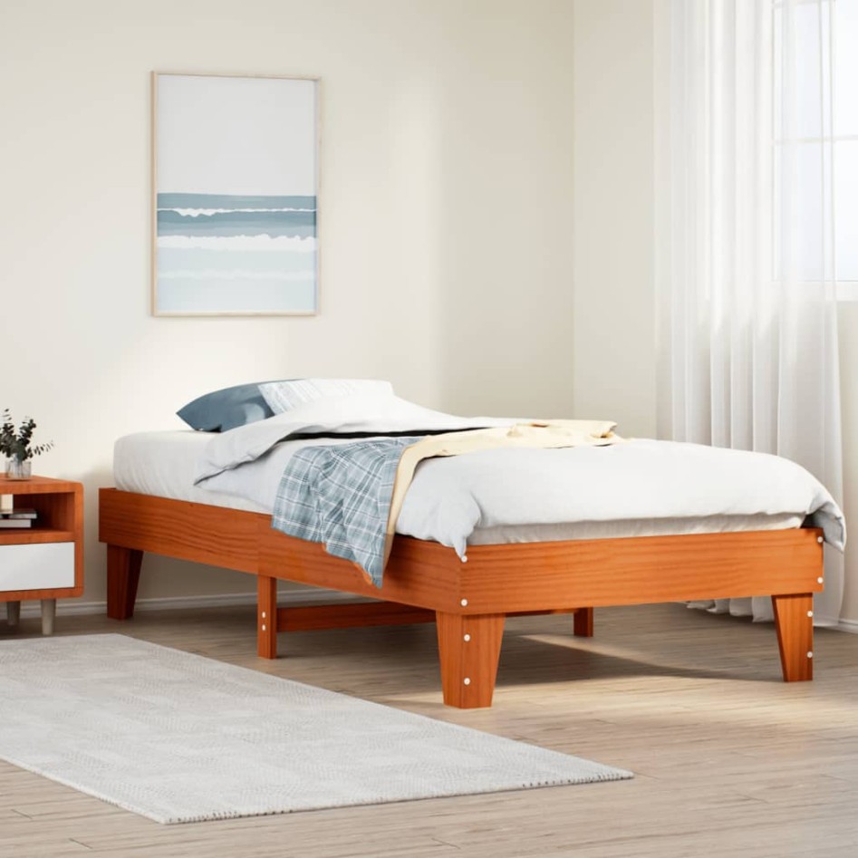 Estructura de cama sin colchón madera maciza marrón 75x190