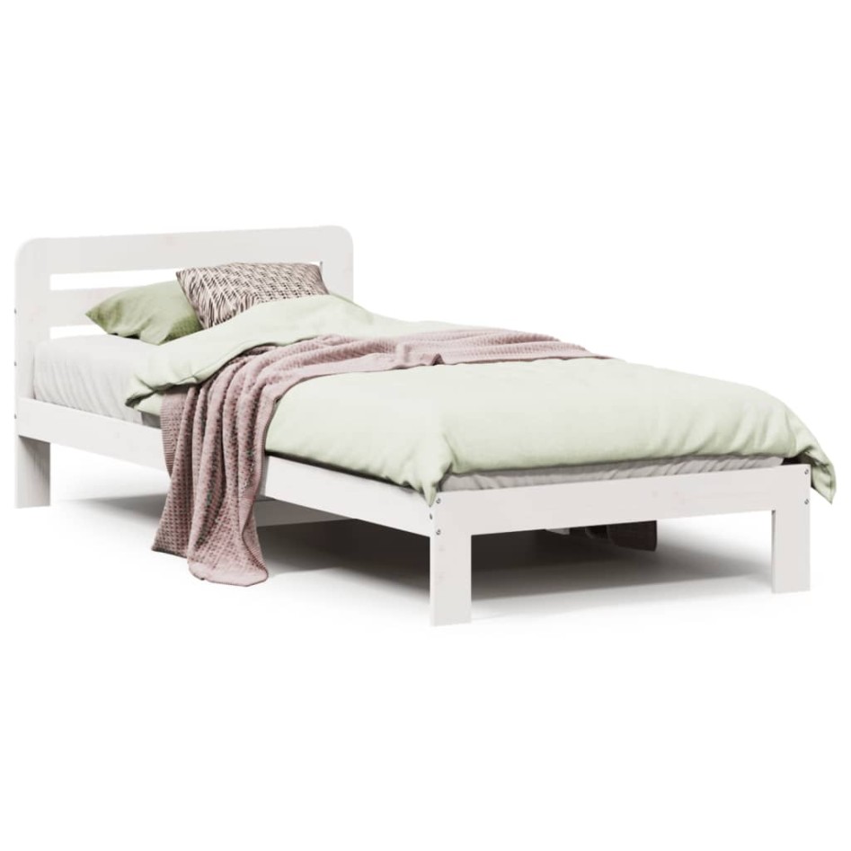 Estructura de cama sin colchón madera maciza blanca 90x190