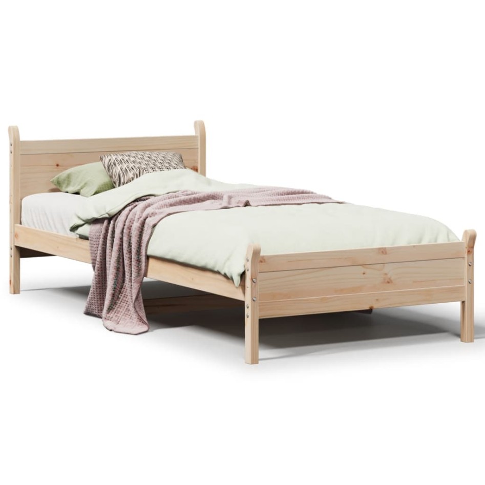 Estructura de cama sin colchón madera maciza de pino 90x190