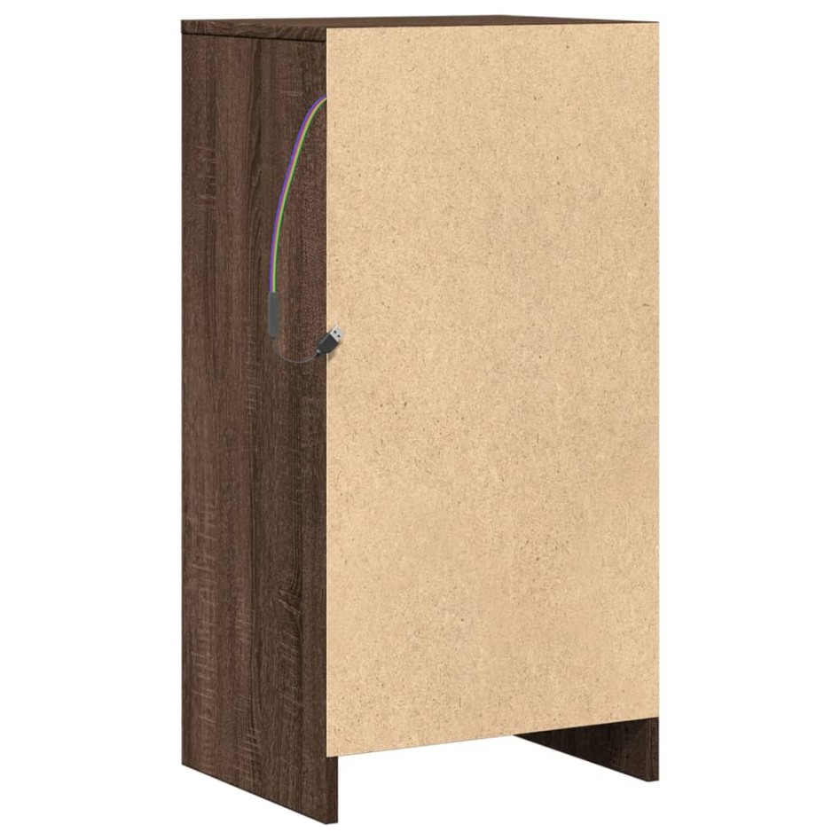 Aparador con LED madera ingeniería marrón roble 42,5x34x85