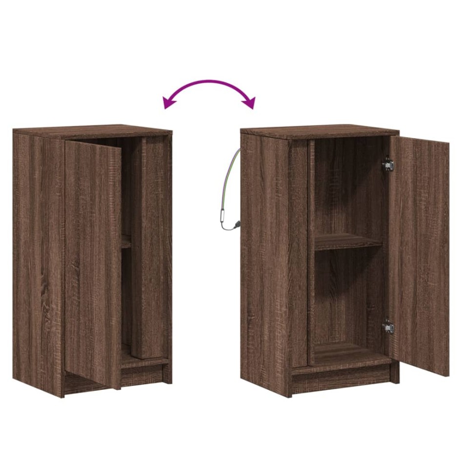 Aparador con LED madera ingeniería marrón roble 42,5x34x85