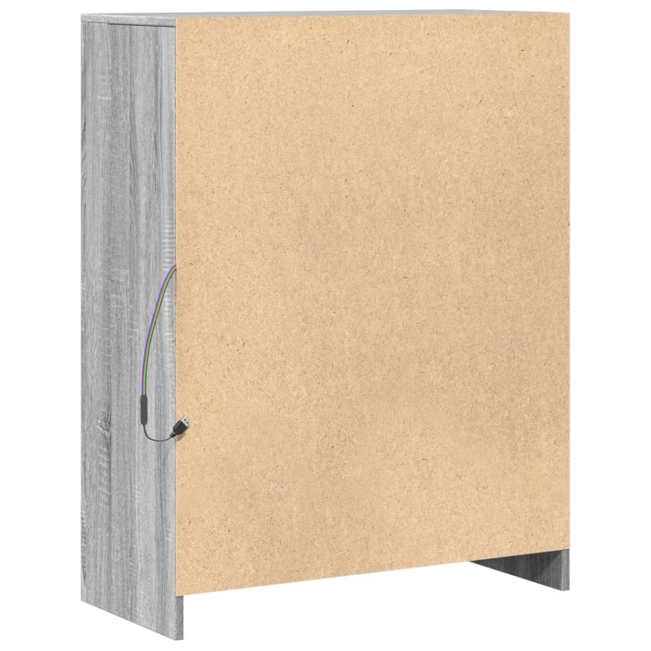 Aparador con LED madera de ingeniería gris Sonoma 77x34x100