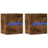 Muebles TV de pared luces LED 2 uds roble ahumado 41x31x45