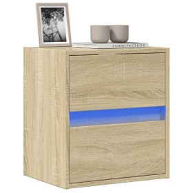 Mueble de TV de pared con luces LED roble Sonoma 41x31x45