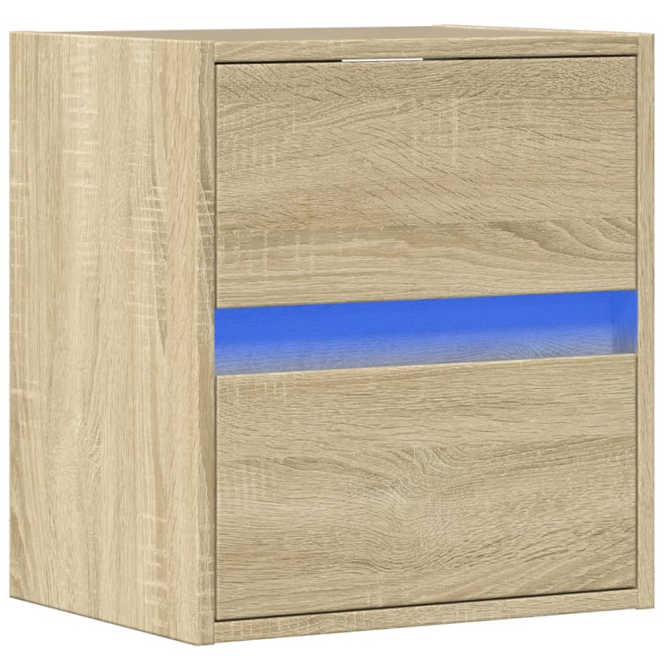 Mueble de TV de pared con luces LED roble Sonoma 41x31x45