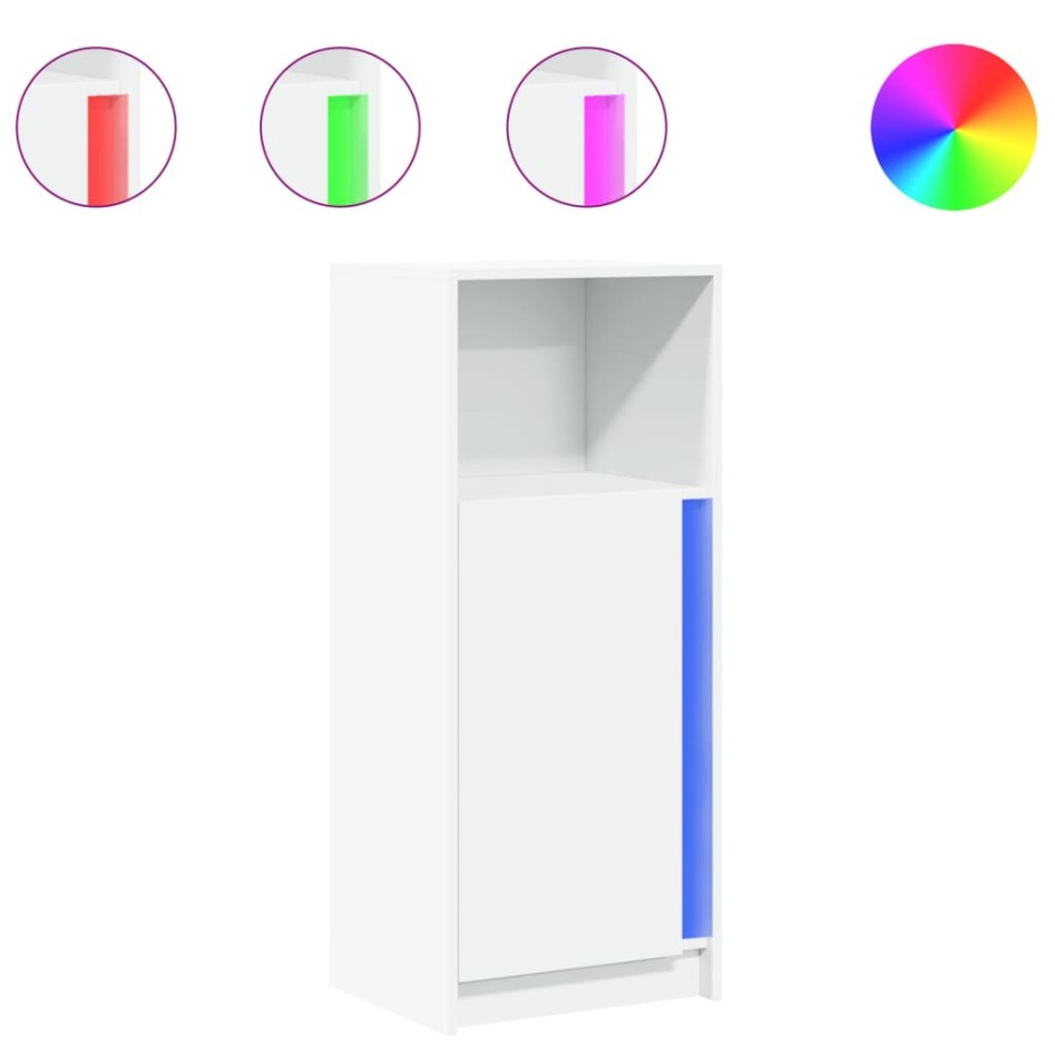 Aparador con luces LED madera ingeniería blanco 42,5x34x100