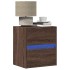 Mesitas de noche de pared con luces LED 2 unidades roble