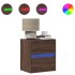 Mesitas de noche de pared con luces LED 2 unidades roble