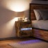 Mesita de noche de pared con luces LED roble