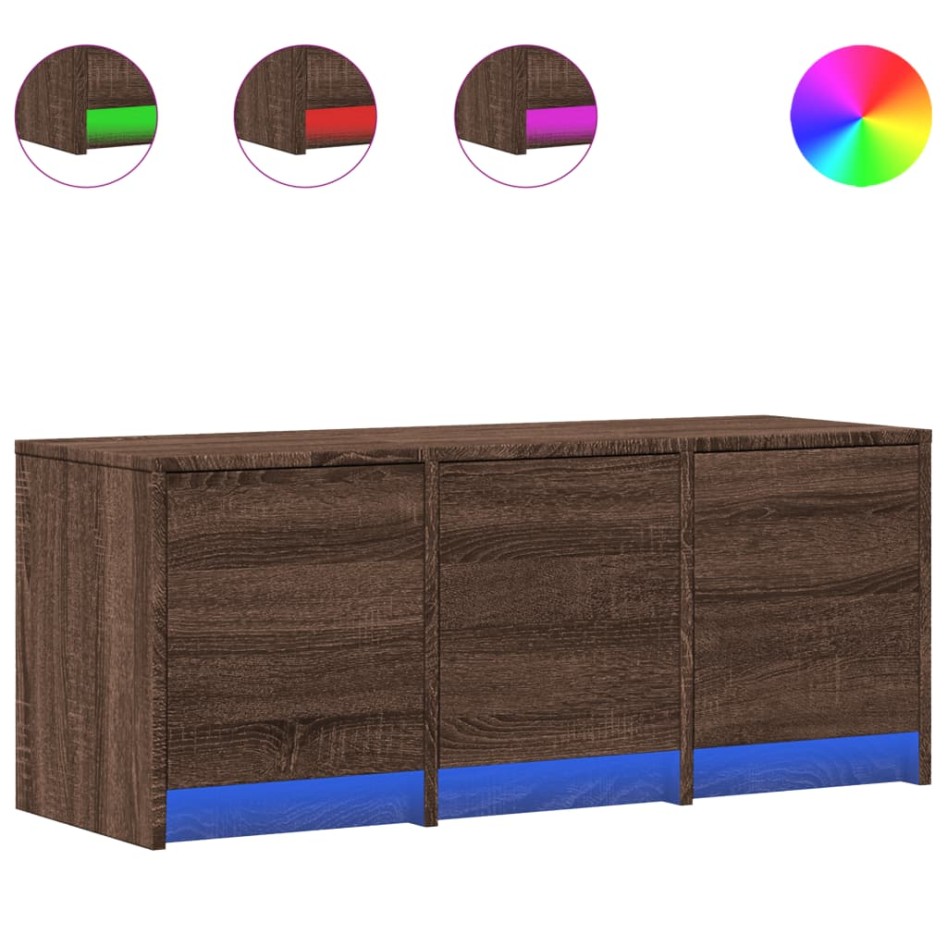 Mueble de TV LED madera ingeniería marrón roble 97x34x40