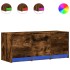 Mueble de TV LED madera ingeniería roble ahumado 97x34x40