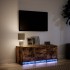 Mueble de TV LED madera ingeniería roble ahumado 97x34x40