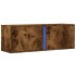 Mueble de TV de pared con luces LED roble ahumado 100x31x35