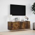 Mueble de TV de pared con luces LED roble ahumado 100x31x35