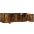 Mueble de TV de pared con luces LED roble ahumado 100x31x35