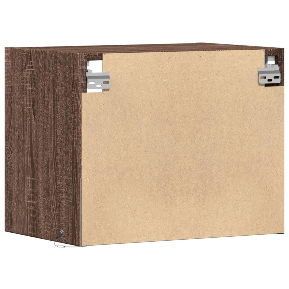 Mesitas de noche de pared con luces LED 2 unidades roble