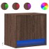Mesitas de noche de pared con luces LED 2 unidades roble