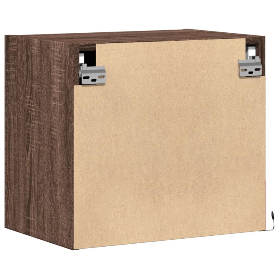 Mesitas de noche de pared con luces LED 2 unidades roble