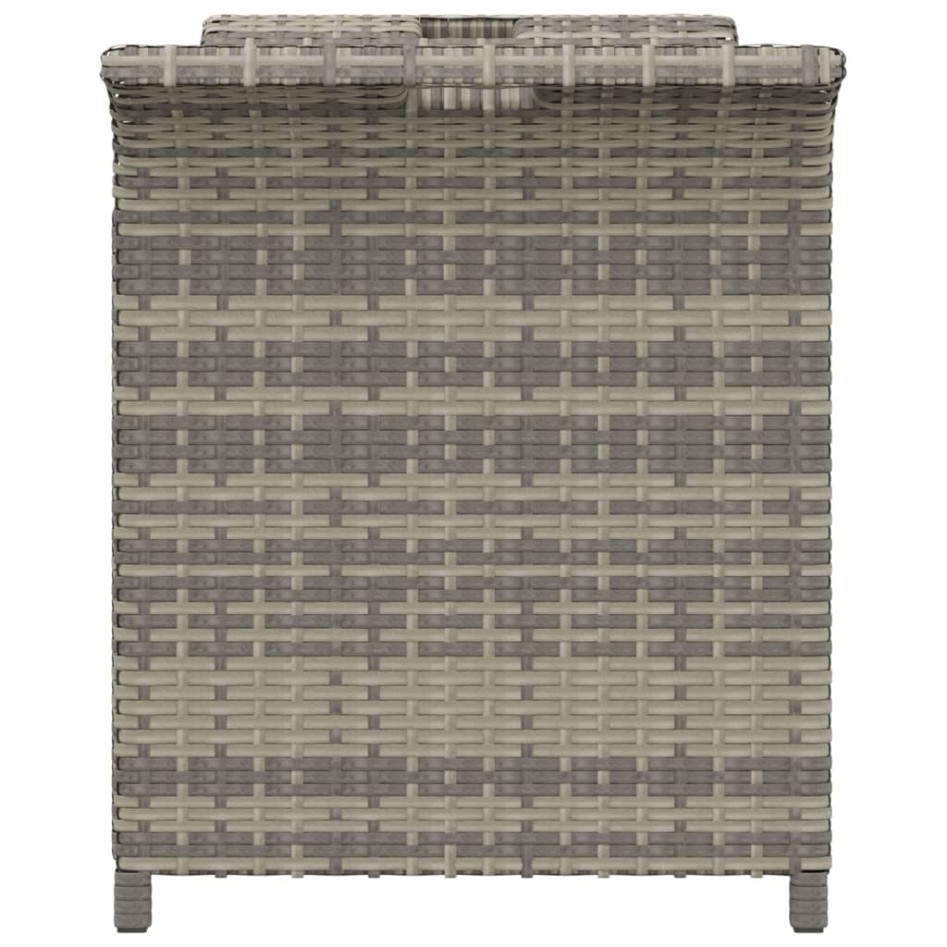 Banco de jardín con cojín ratán sintético gris 116x46x57