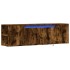 Mueble de TV de pared luces LED roble ahumado 135x31x39,5
