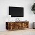 Mueble de TV de pared luces LED roble ahumado 135x31x39,5