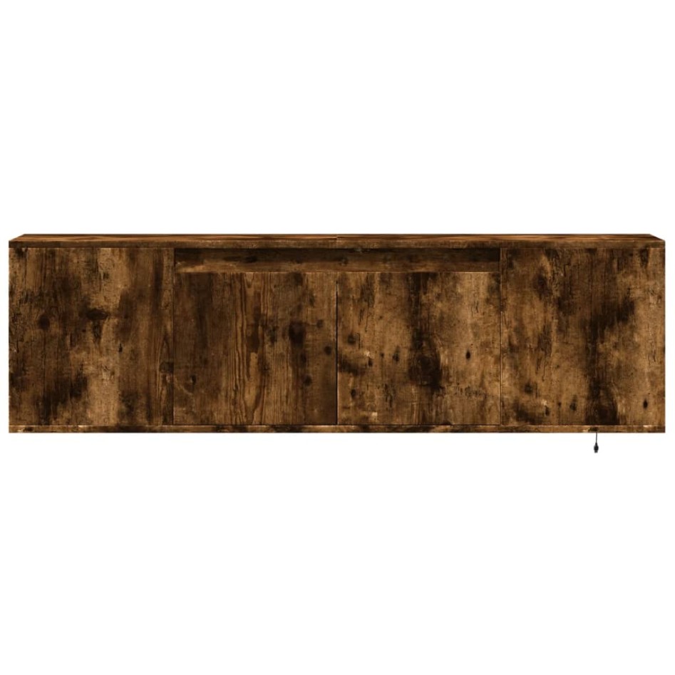 Mueble de TV de pared luces LED roble ahumado 135x31x39,5