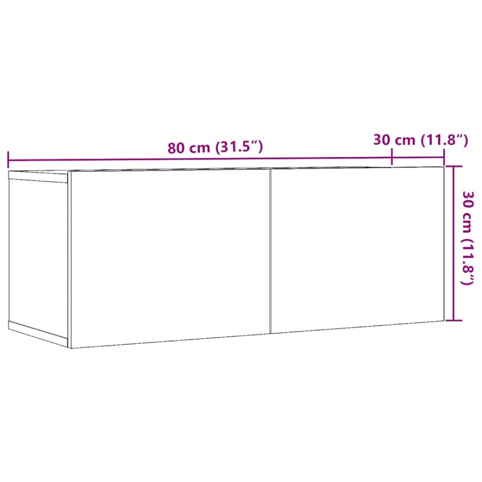 Muebles para TV de pared 2 unidades roble artesanal 80x30x30