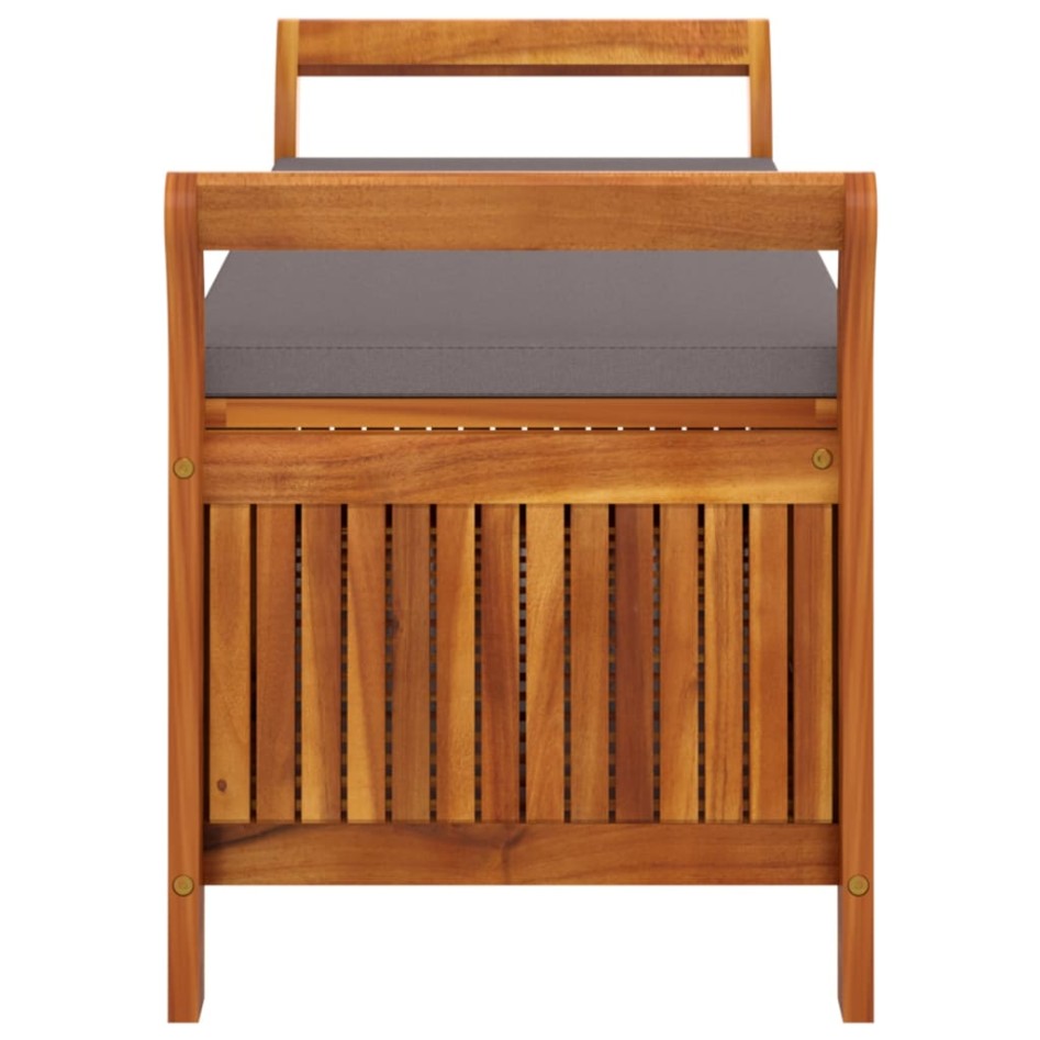 Banco almacenaje jardín con cojín madera maciza de acacia