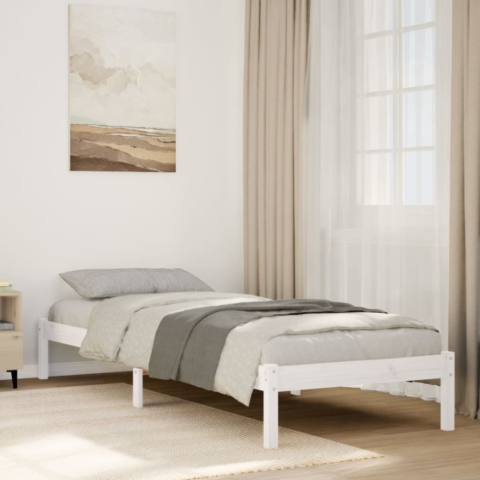 Cama extralarga sin colchón madera maciza pino blanca 90x220