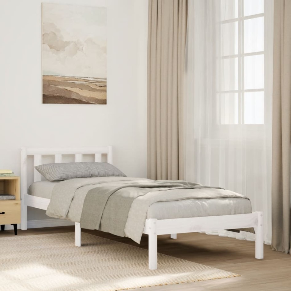Cama extralarga sin colchón madera maciza pino blanca 80x210