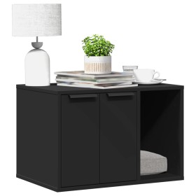 Mueble arenero de gatos madera ingeniería negro 60x40x40
