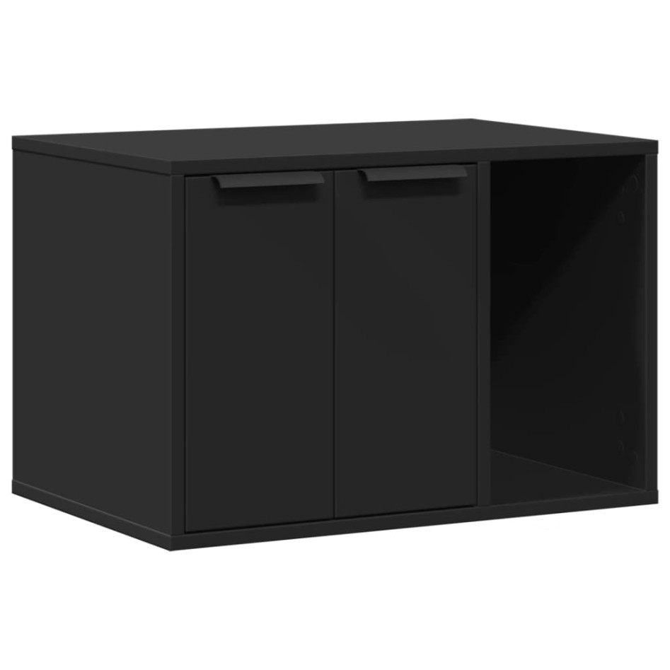 Mueble arenero de gatos madera ingeniería negro 60x40x40