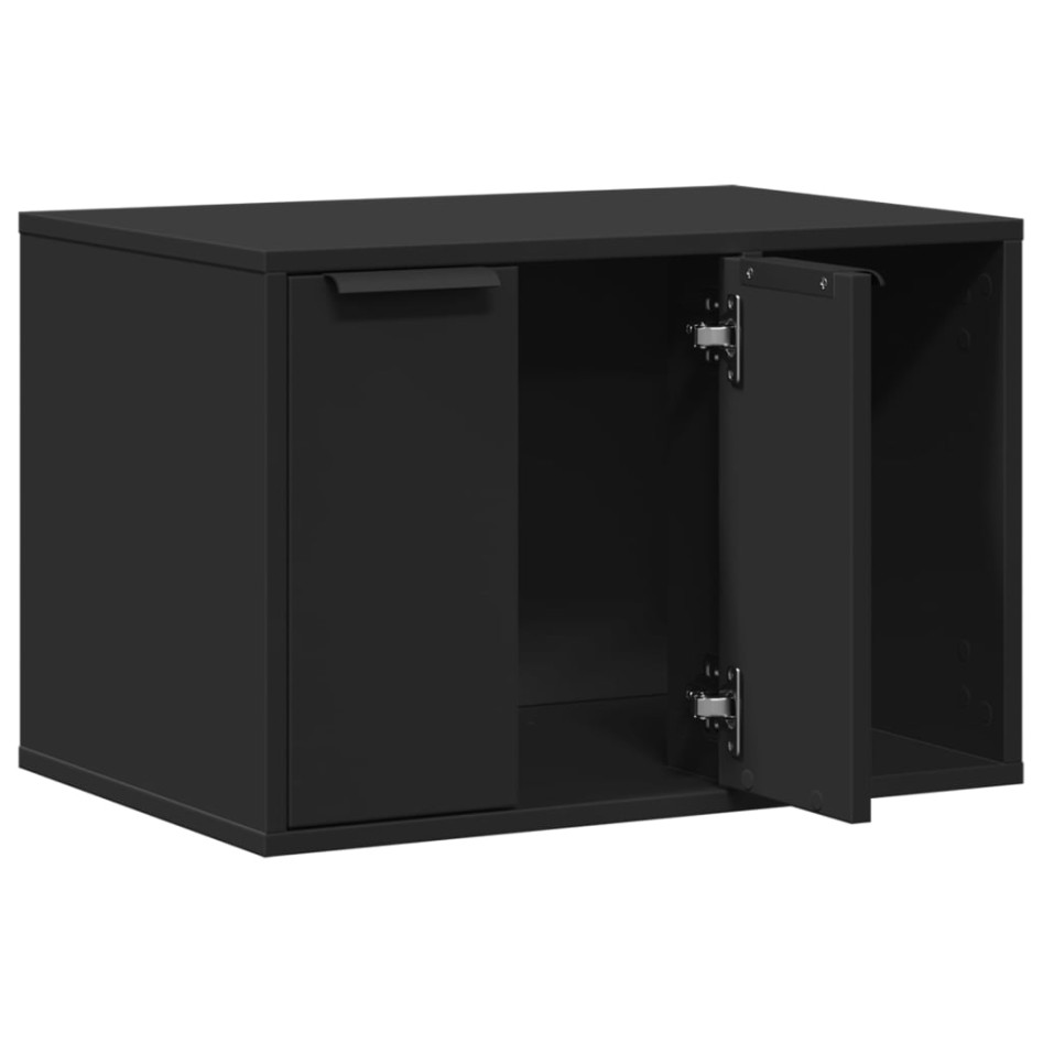 Mueble arenero de gatos madera ingeniería negro 60x40x40