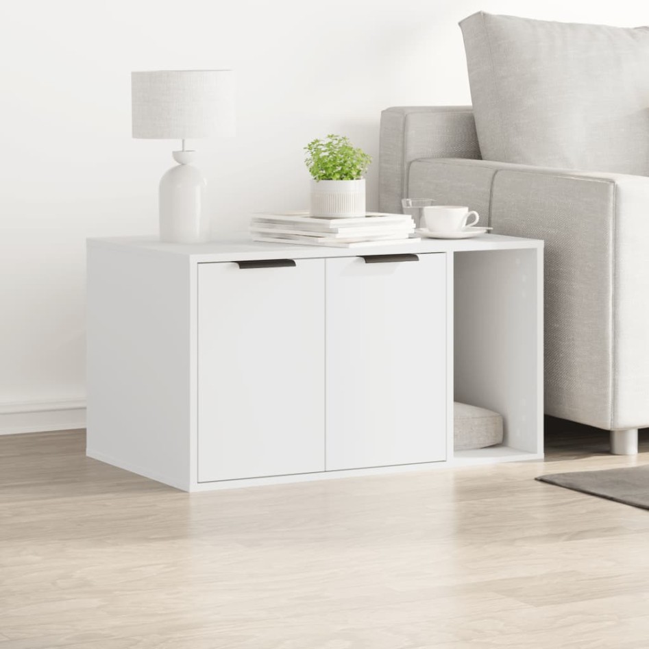 Mueble arenero para gatos madera ingeniería blanco 80x50x45