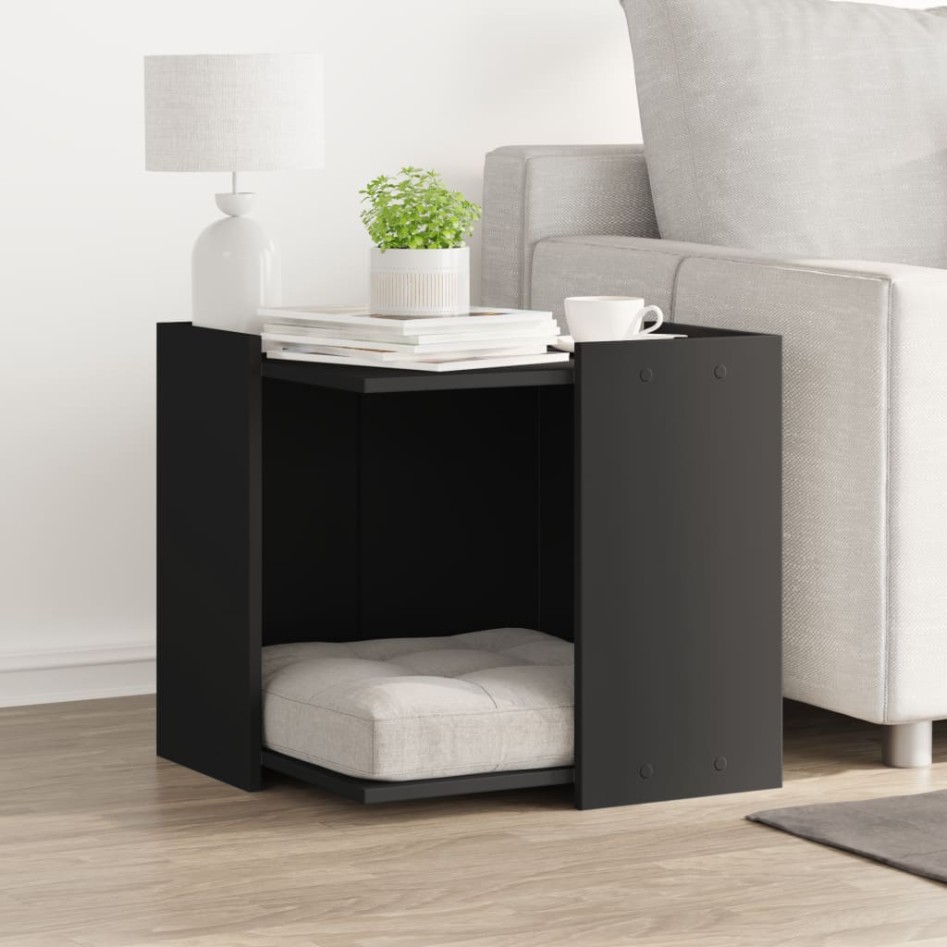 Mueble arenero para gatos madera ingeniería negro 53x53x51