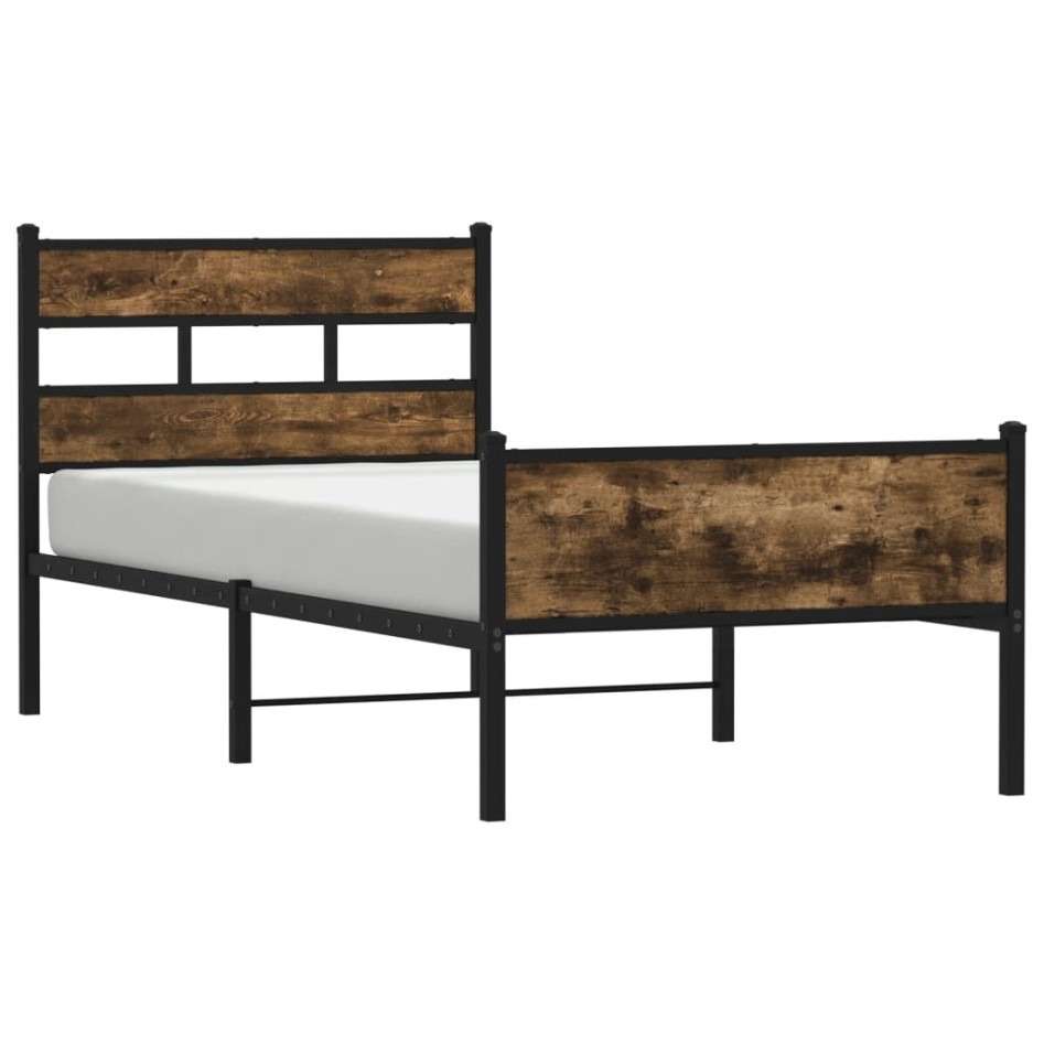 Estructura de cama sin colchón madera roble ahumado 100x190
