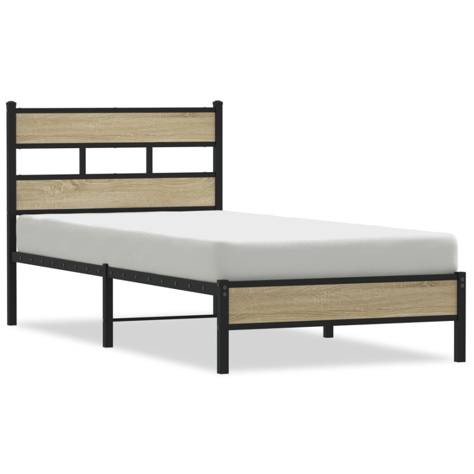 Estructura de cama sin colchón madera roble Sonoma 90x200