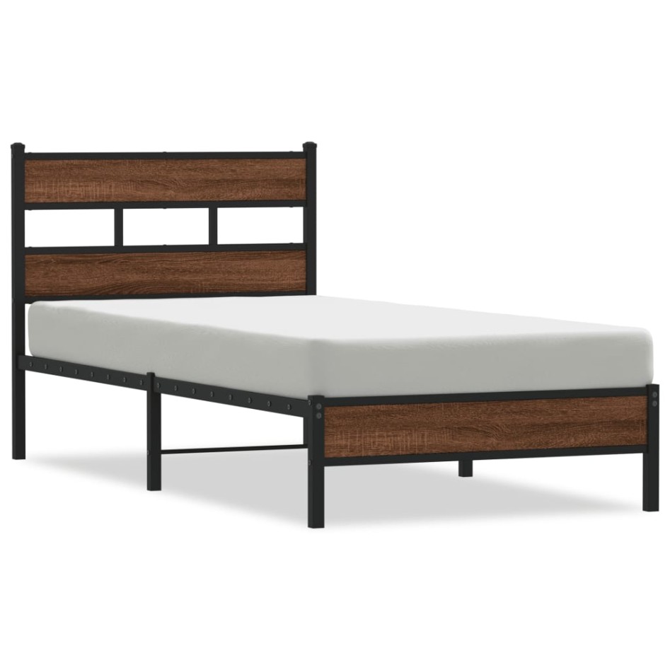 Estructura de cama sin colchón madera marrón roble 75x190