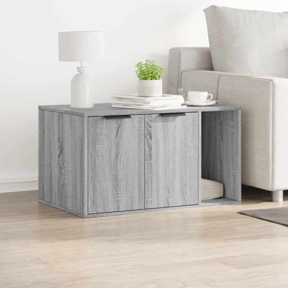Mueble arenero para gatos madera gris Sonoma 80x50x45