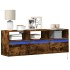 Mueble de TV de pared con luces LED roble ahumado 130x31x45